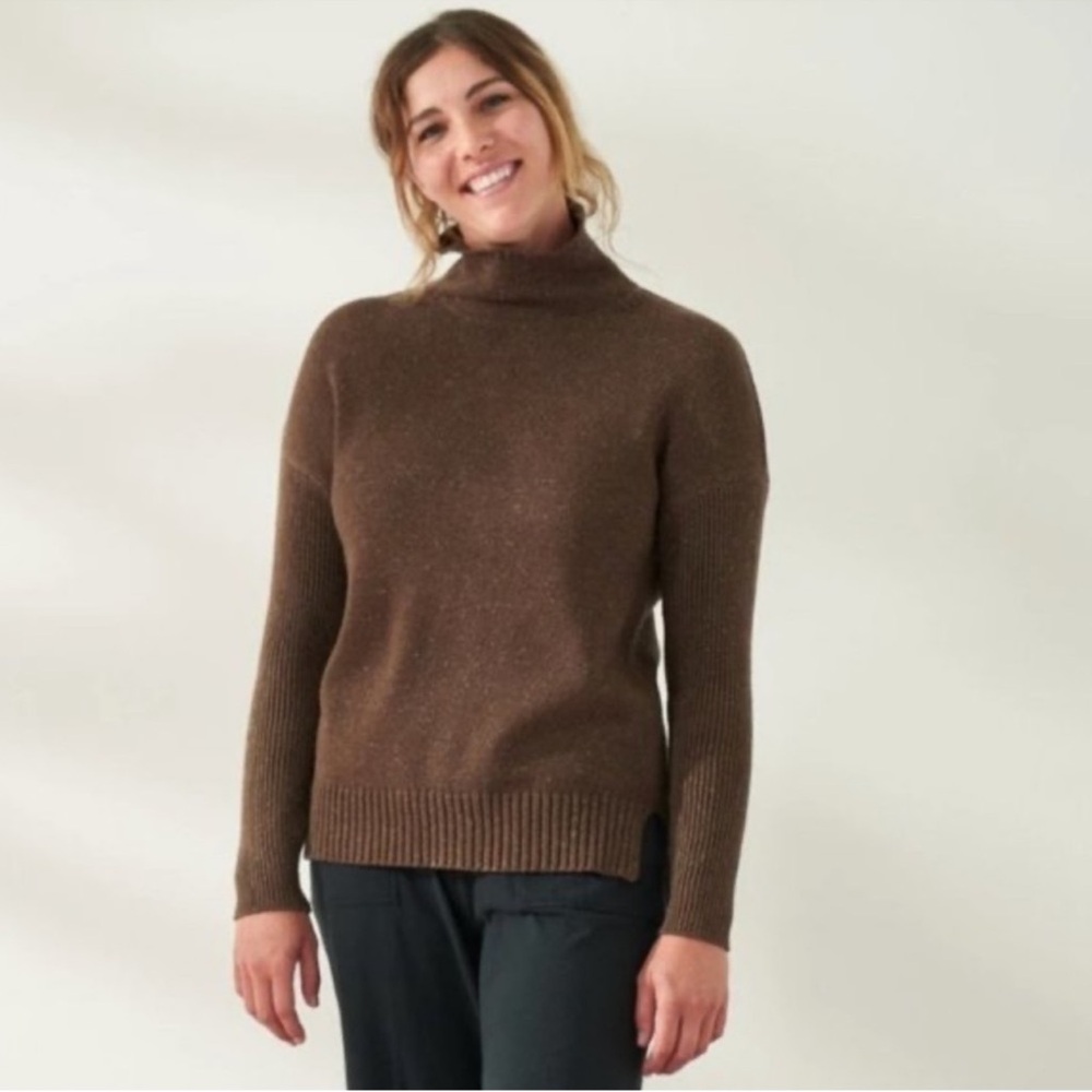 Coyuchi 100% Organic Cotton Arroyo Funnelneck Sweater | Relaxed | Minimalist - Picture 3 of 3